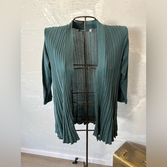 NEW Anthropologie Pollyella Pleated Cardigan by Knitted & Knotted Blue Green XL - Picture 3 of 7